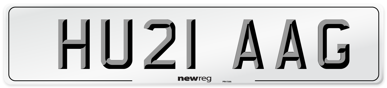 HU21 AAG Number Plate from New Reg